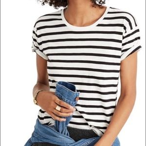 Black and White Striped Madewell Whisper Tee
